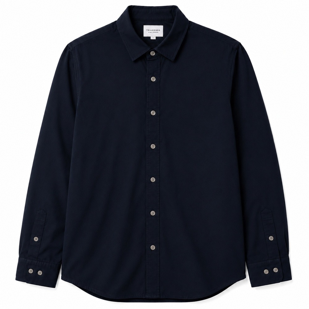 7 Diamonds 4 Way Stretch Liberty Shirt Mens Large Navy Long Sleeve Button Up